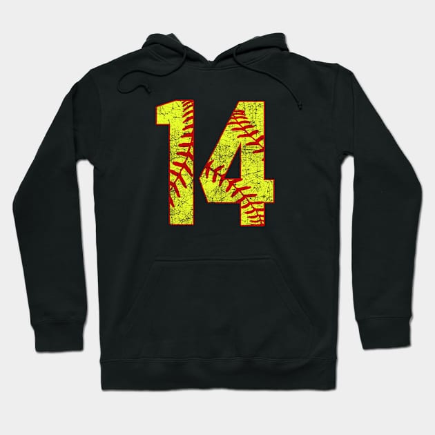 Fastpitch Softball Number 14 #14 Softball Shirt Jersey Uniform Favorite Player Biggest Fan Hoodie by TeeCreations